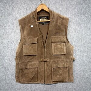 Guide Gear Brown Suede Leather Safari Vest Cinch Medium